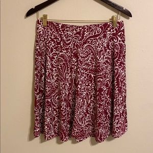 Pink & White Paisley Loft A Line Skirt Sz M EUC